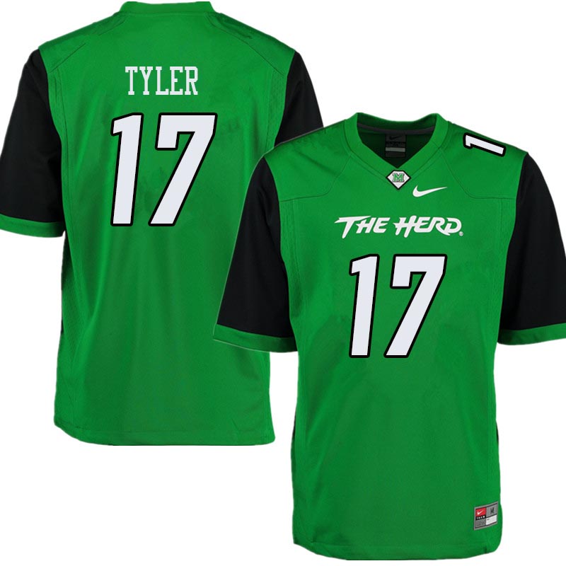 Men #17 Ty Tyler Marshall Thundering Herd College Football Jerseys Sale-Green - Click Image to Close